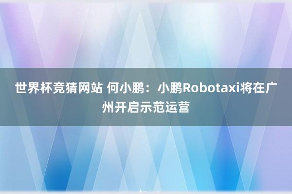 世界杯竞猜网站 何小鹏：小鹏Robotaxi将在广州开启示范运营