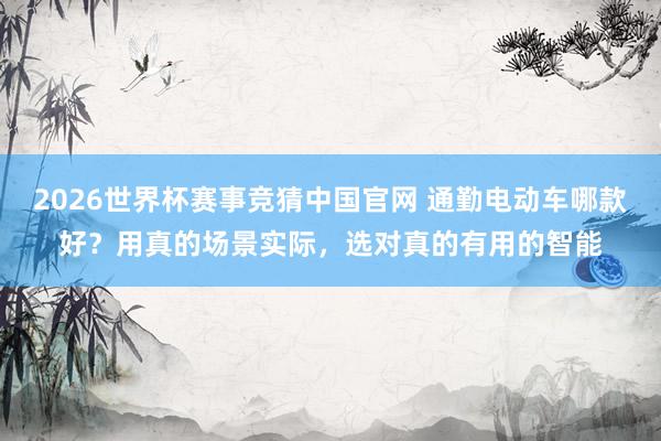 2026世界杯赛事竞猜中国官网 通勤电动车哪款好?用真的场景实际,选对真的有用的智能