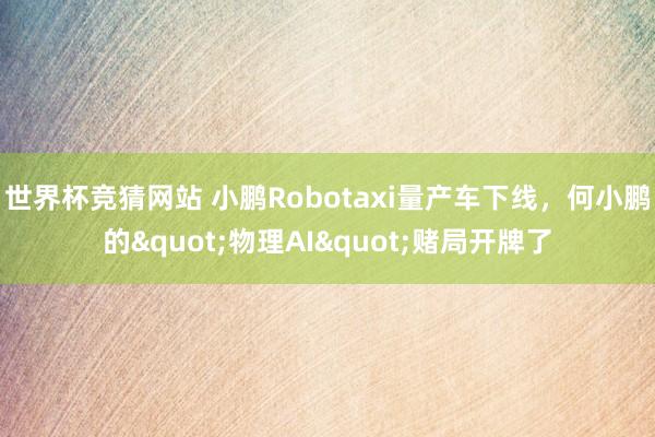世界杯竞猜网站 小鹏Robotaxi量产车下线，何小鹏的"物理AI"赌局开牌了
