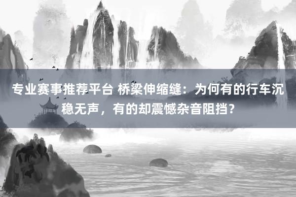 专业赛事推荐平台 桥梁伸缩缝:为何有的行车沉稳无声,有的却震憾杂音阻挡?