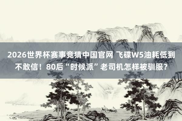 2026世界杯赛事竞猜中国官网 飞碟W5油耗低到不敢信!80后“时候派”老司机怎样被驯服?