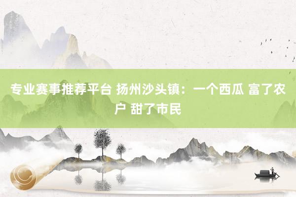 专业赛事推荐平台 扬州沙头镇:一个西瓜 富了农户 甜了市民