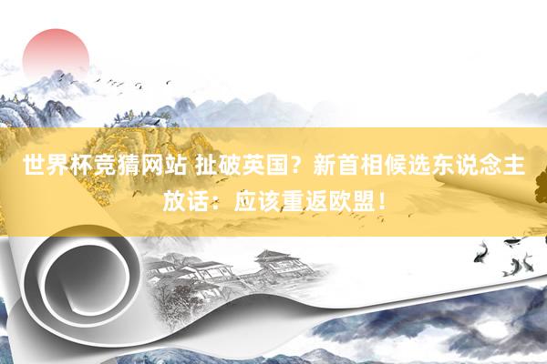 世界杯竞猜网站 扯破英国?新首相候选东说念主放话:应该重返欧盟!