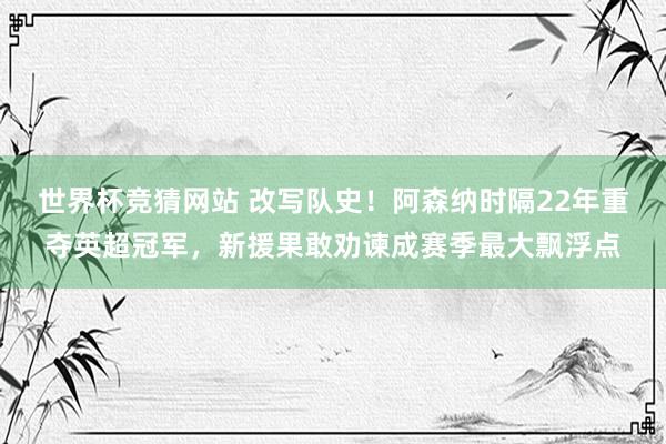 世界杯竞猜网站 改写队史!阿森纳时隔22年重夺英超冠军,新援果敢劝谏成赛季最大飘浮点