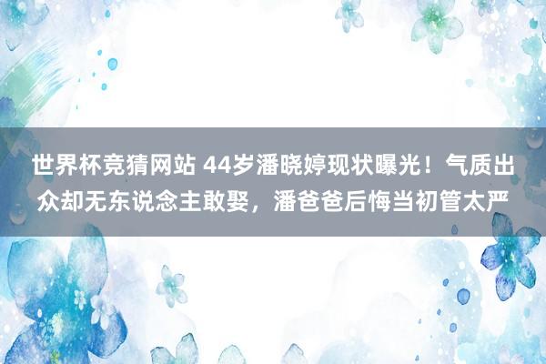 世界杯竞猜网站 44岁潘晓婷现状曝光!气质出众却无东说念主敢娶,潘爸爸后悔当初管太严