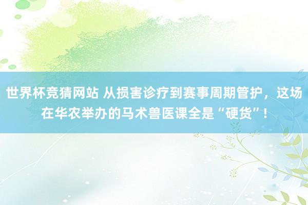 世界杯竞猜网站 从损害诊疗到赛事周期管护,这场在华农举办的马术兽医课全是“硬货”!