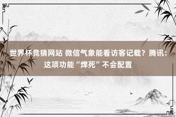世界杯竞猜网站 微信气象能看访客记载?腾讯:这项功能“焊死”不会配置