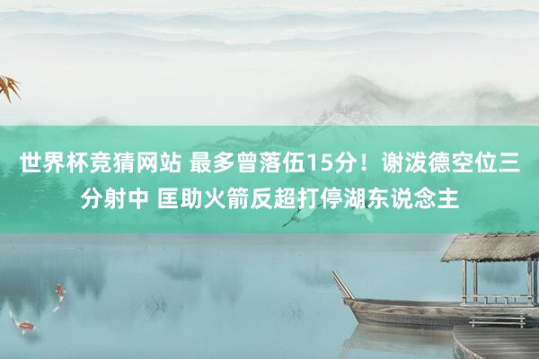 世界杯竞猜网站 最多曾落伍15分！谢泼德空位三分射中 匡助火箭反超打停湖东说念主