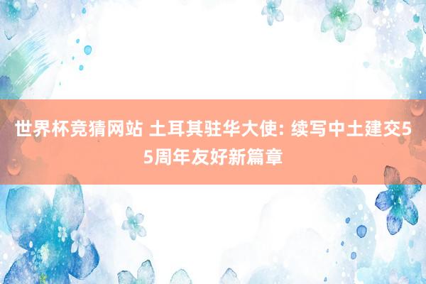 世界杯竞猜网站 土耳其驻华大使: 续写中土建交55周年友好新篇章