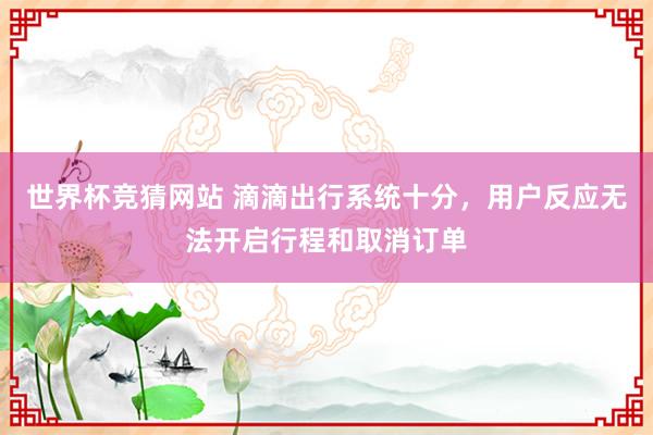世界杯竞猜网站 滴滴出行系统十分，用户反应无法开启行程和取消订单