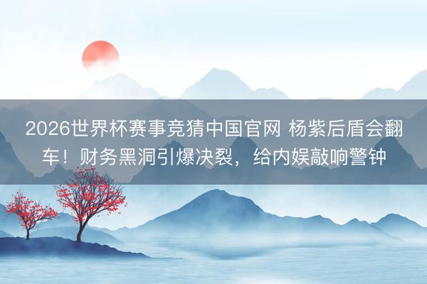 2026世界杯赛事竞猜中国官网 杨紫后盾会翻车!财务黑洞引爆决裂,给内娱敲响警钟