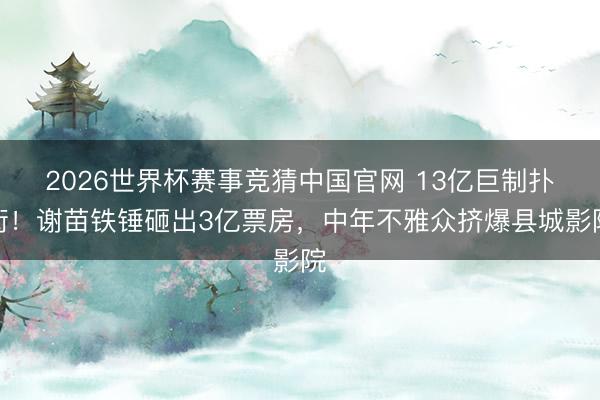 2026世界杯赛事竞猜中国官网 13亿巨制扑街!谢苗铁锤砸出3亿票房,中年不雅众挤爆县城影院