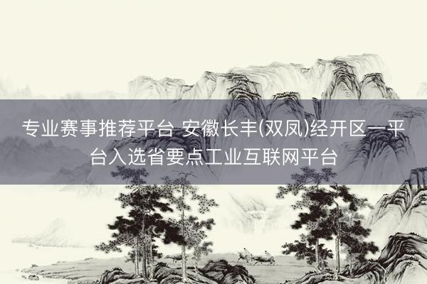 专业赛事推荐平台 安徽长丰(双凤)经开区一平台入选省要点工业互联网平台