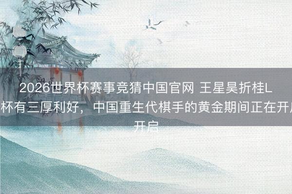 2026世界杯赛事竞猜中国官网 王星昊折桂LG杯有三厚利好,中国重生代棋手的黄金期间正在开启
